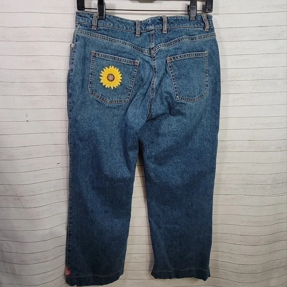 ST. JOHN COLLECTION BY MARIE GRAY VINTAGE WIDE CROP JEANS, SZ 4